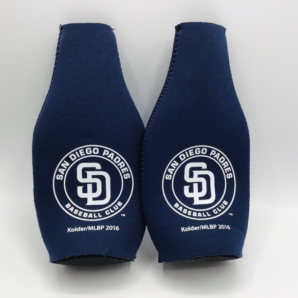 SAN Diego Padres Set of 2 Beer Bottle Holder MLB Coozie Koozi Neoprene Blue - Picture 1 of 6